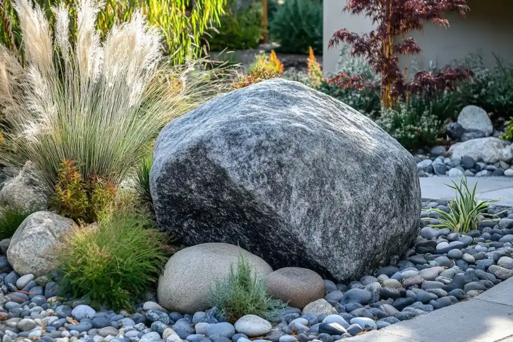 Surround Boulders With Pebbles or Gravel