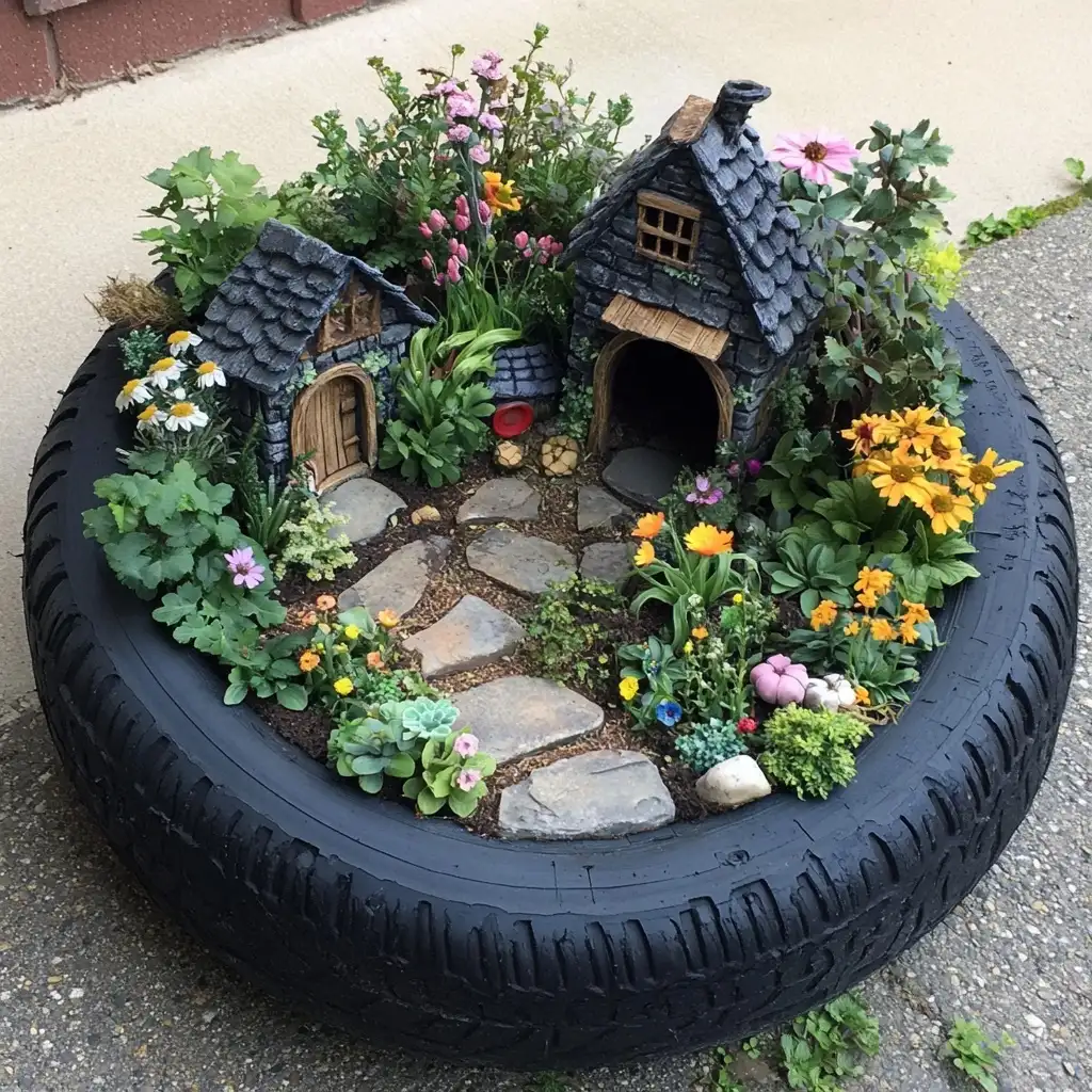Tire Fairy Garden