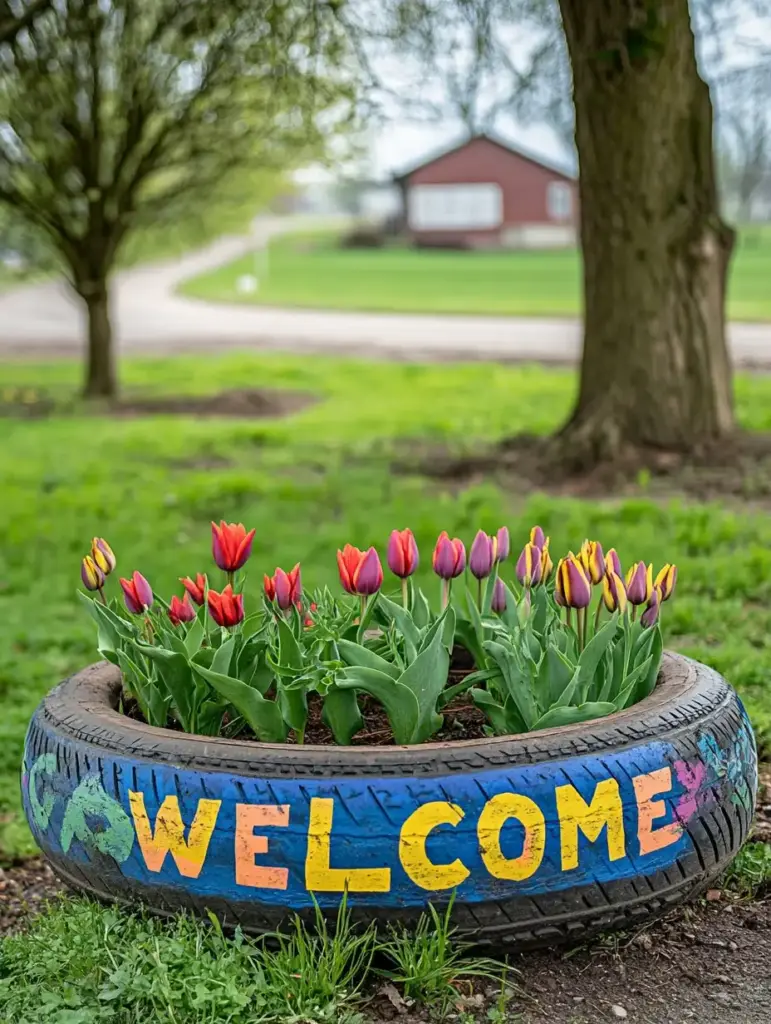 Tire Garden Sign