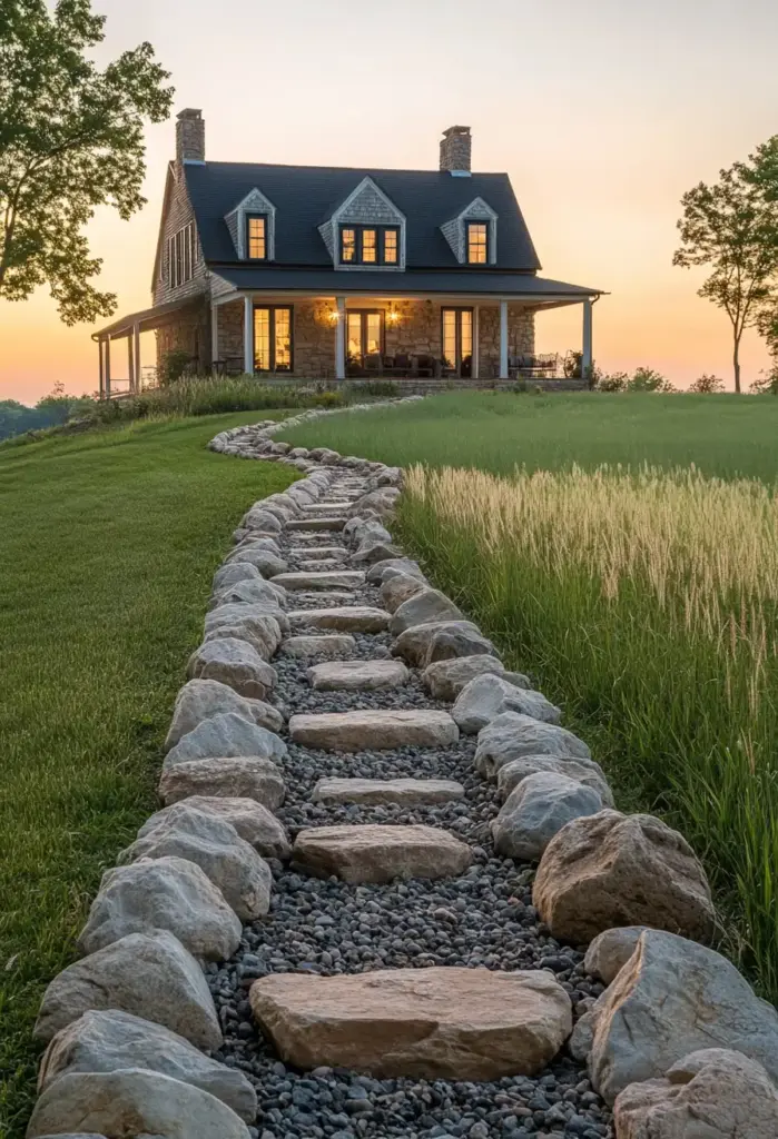 Boulder Lined Driveway