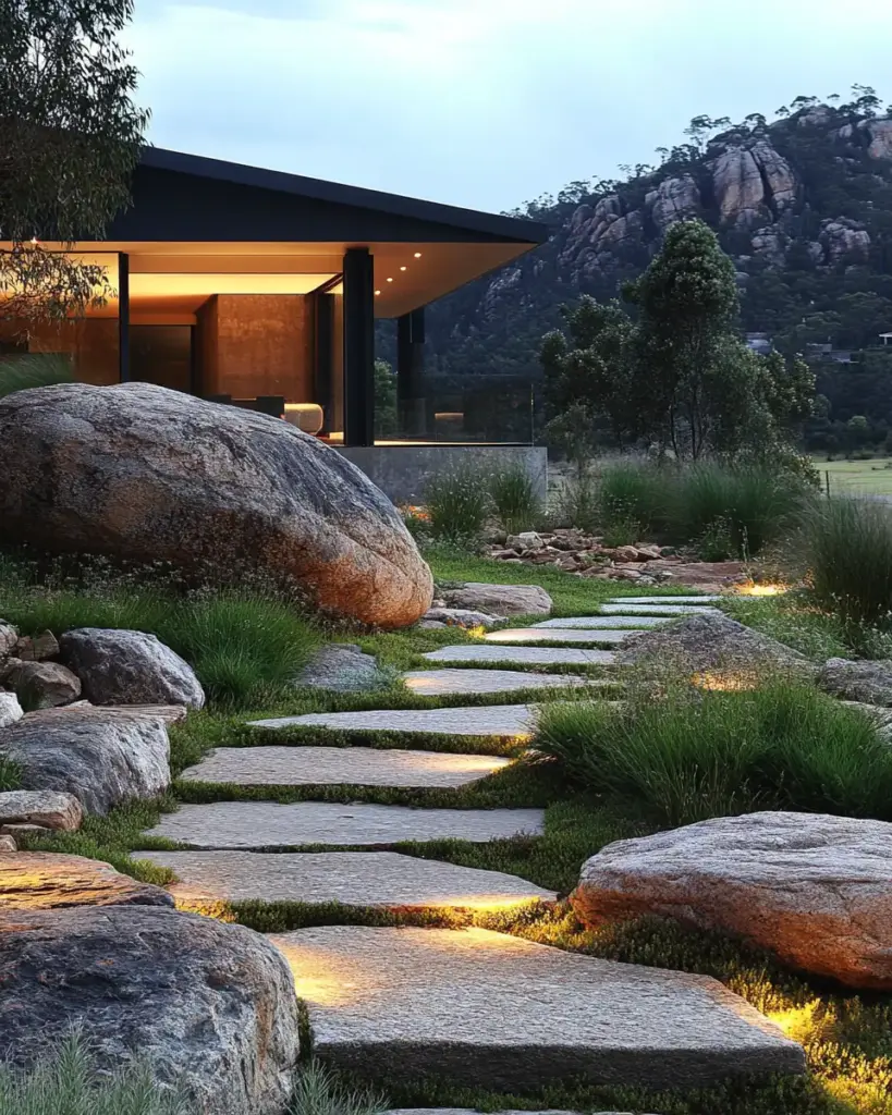 Natural Stone Pathway with Cottage Charm