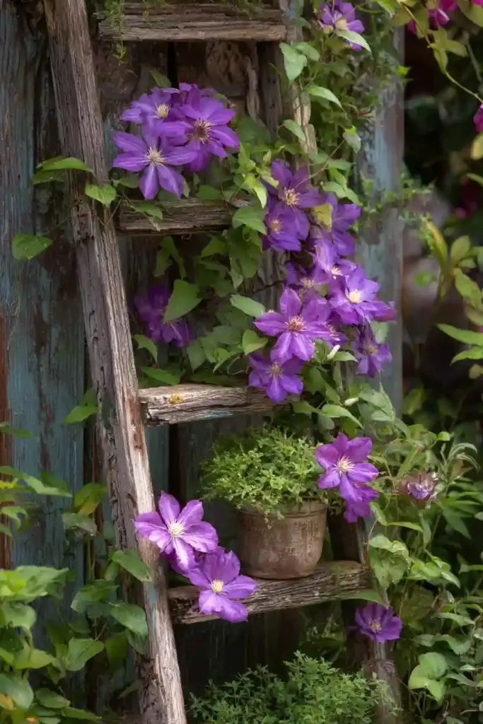 Repurposed Ladder Trellis
