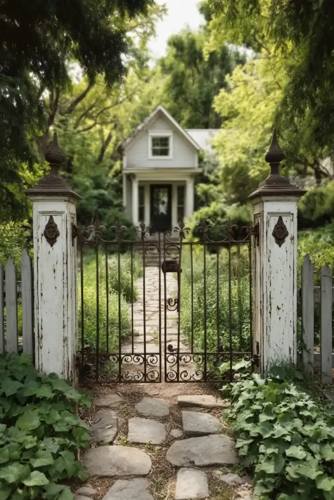Vintage-Style Gate with Distressed Metal Accents
