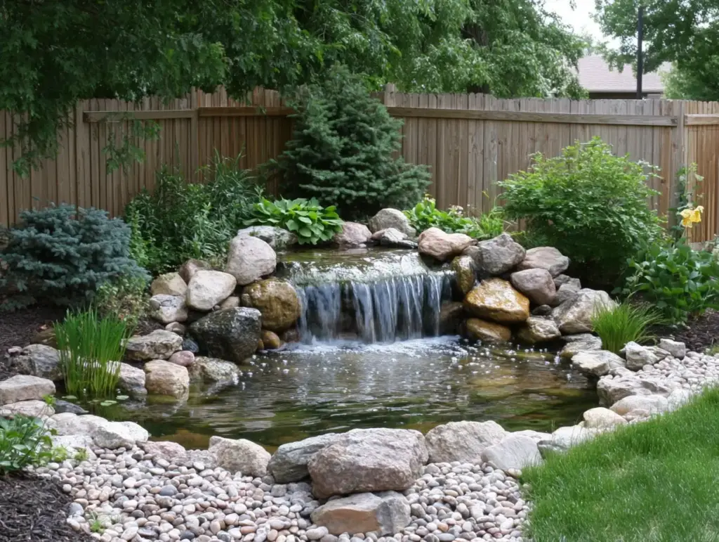 Tranquil Rock Pond with Cascading Water