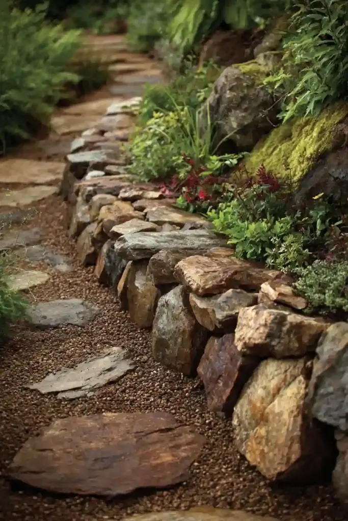 Rustic Stone Edging for Pathways