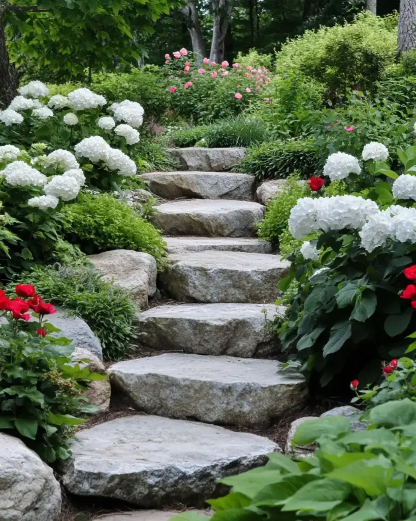 Stone Steps with Blooming Surrounds