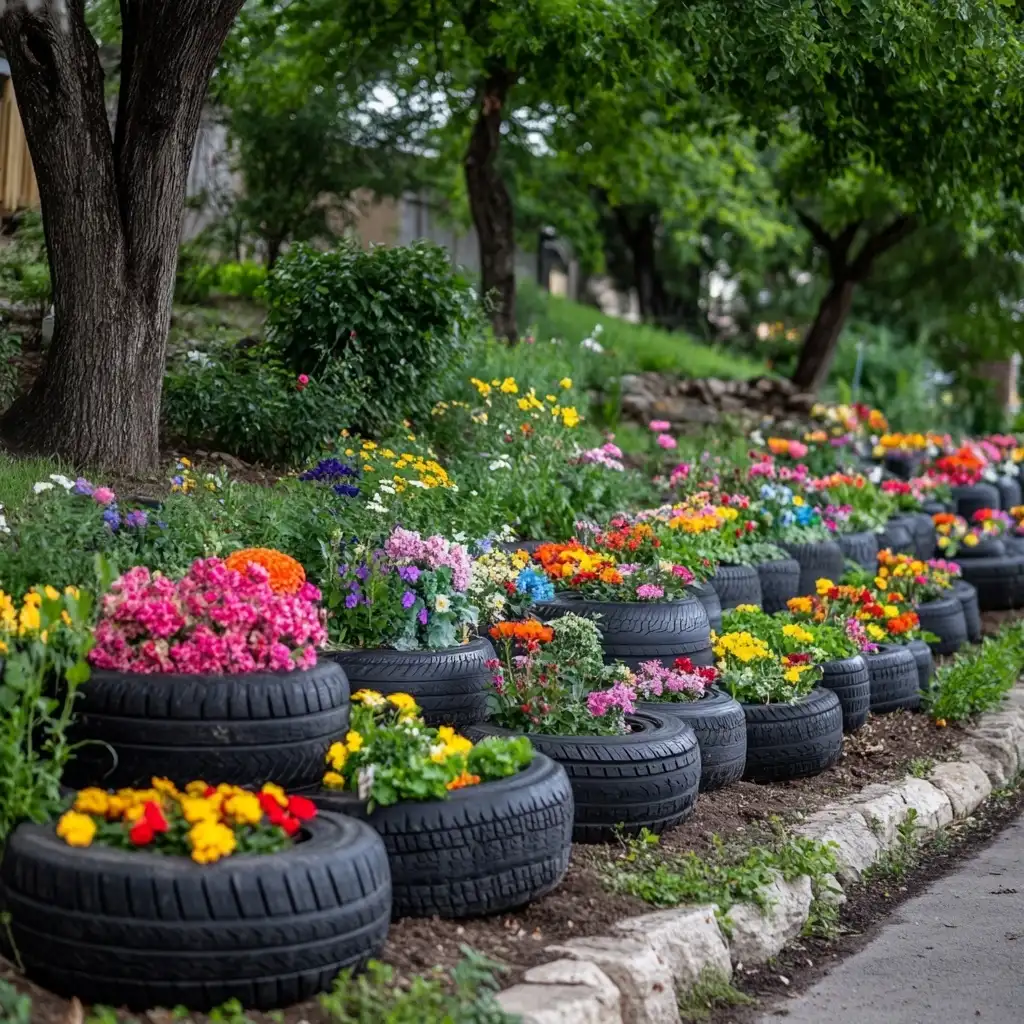 Tiered Tire Flower Beds