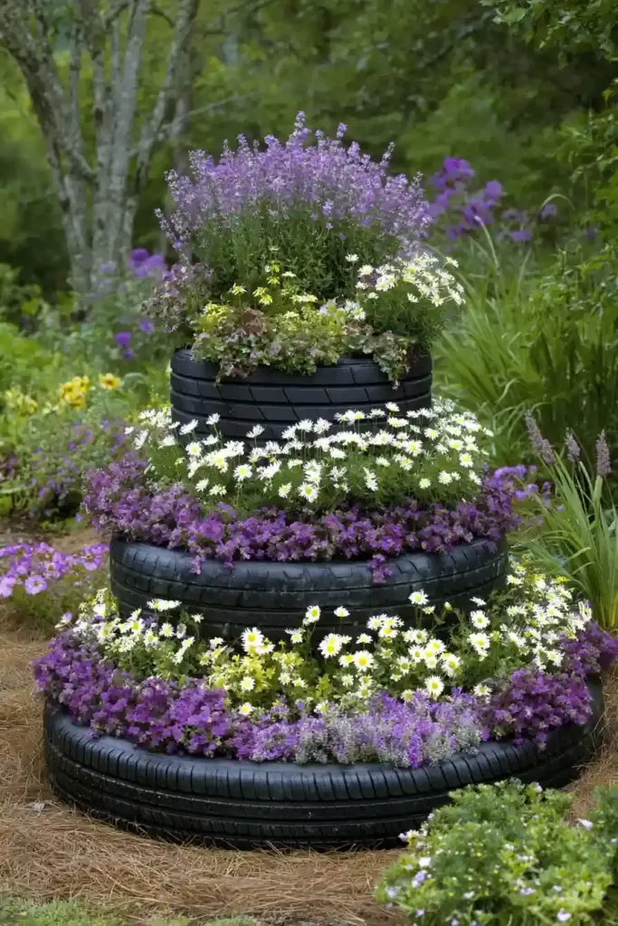  Tiered Vertical Tire Gardens