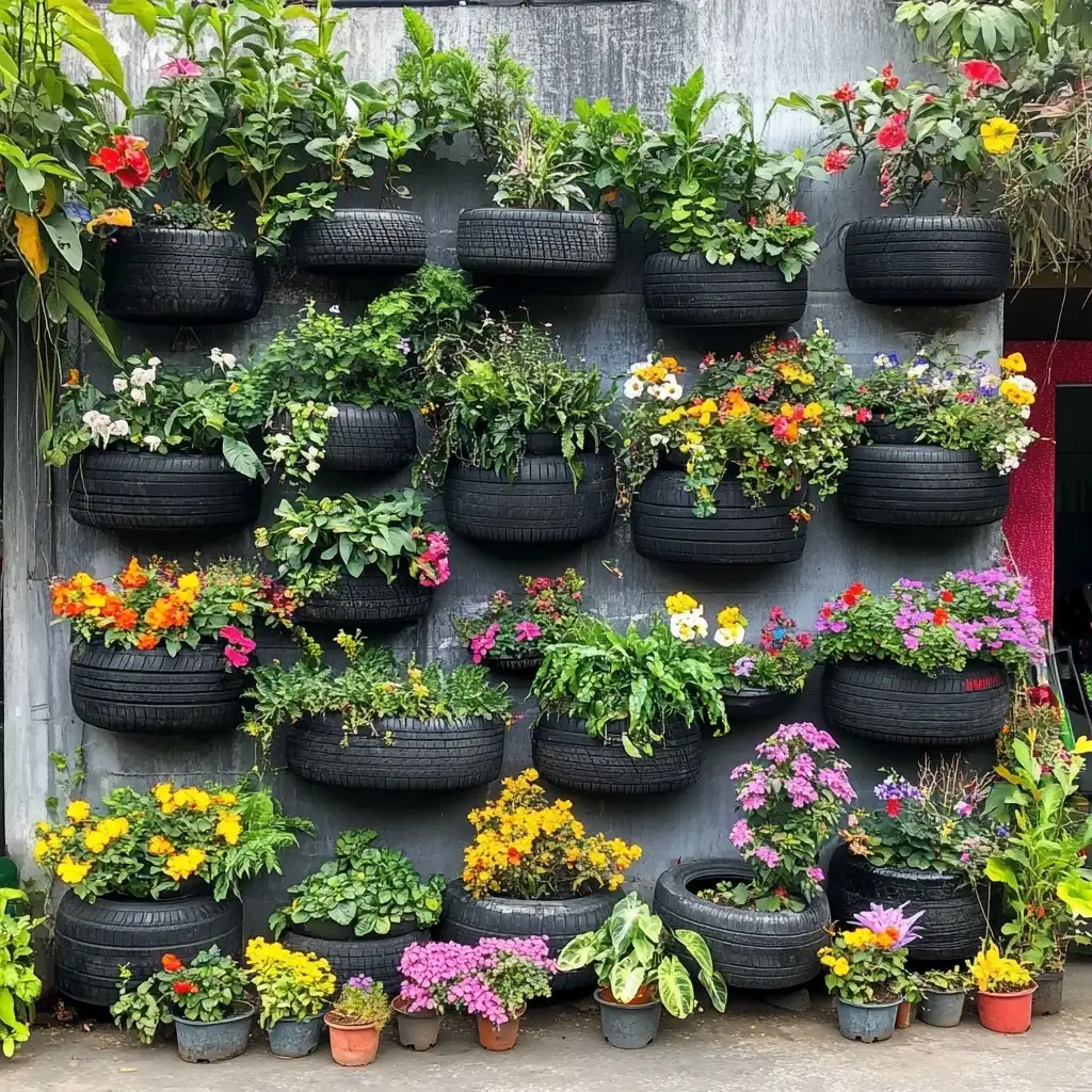 Vertical Tire Gardens