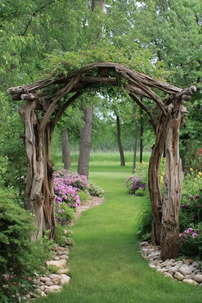 Weathered Log Garden Arches