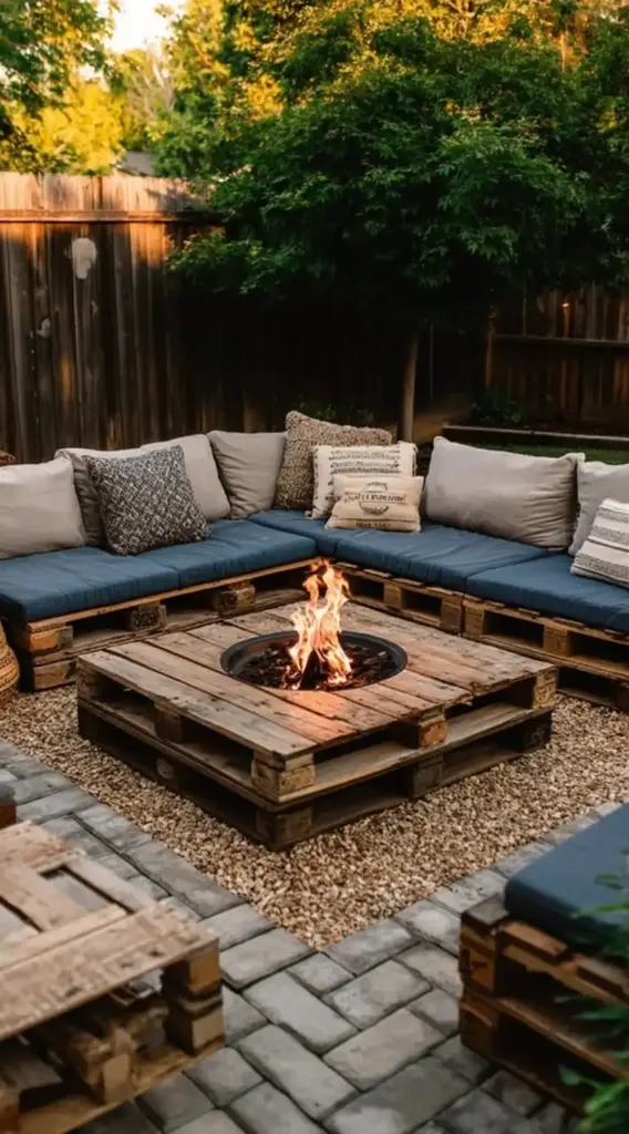 Pallet Patio Table and Fire Pit