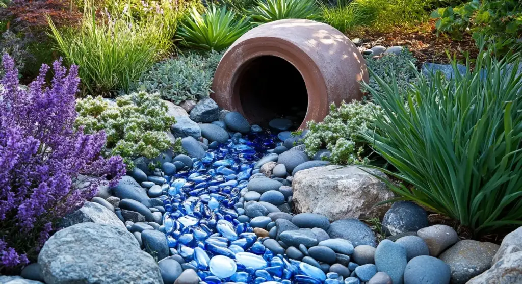 Be Creative with a Spilling Pot River Rocks Garden