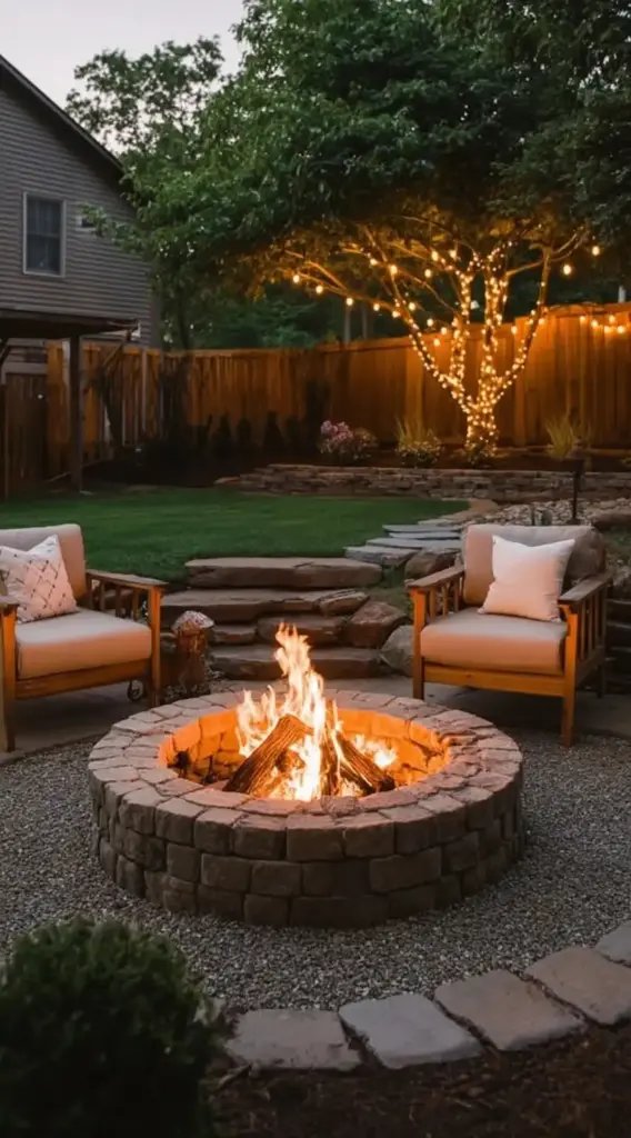 Cozy Fire Pit and Landscaping