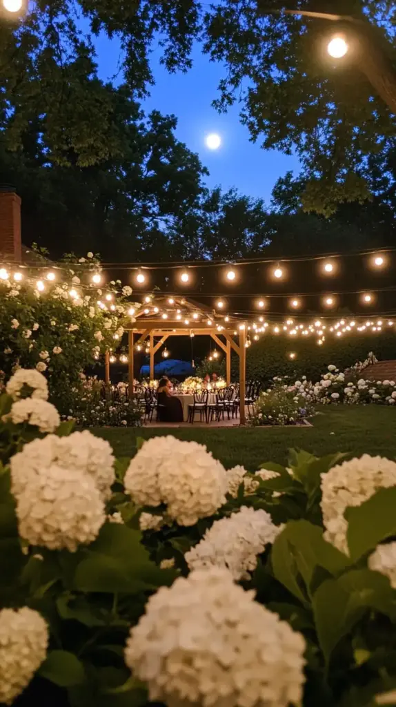 Romantic Moonlit Hydrangea Garden
