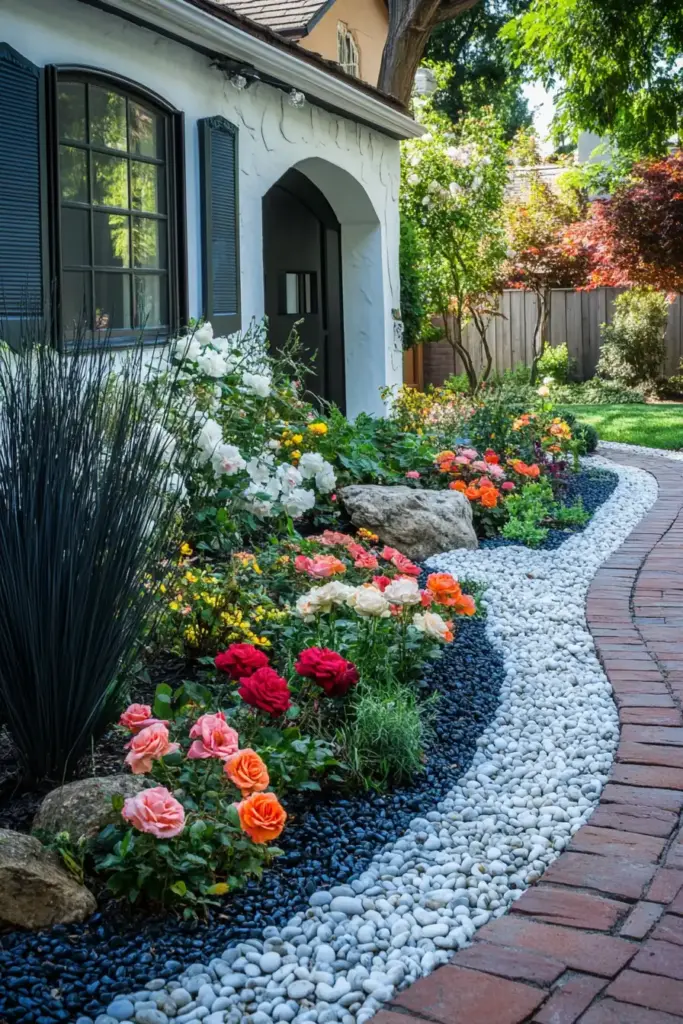 A River Rock Flower Bed
