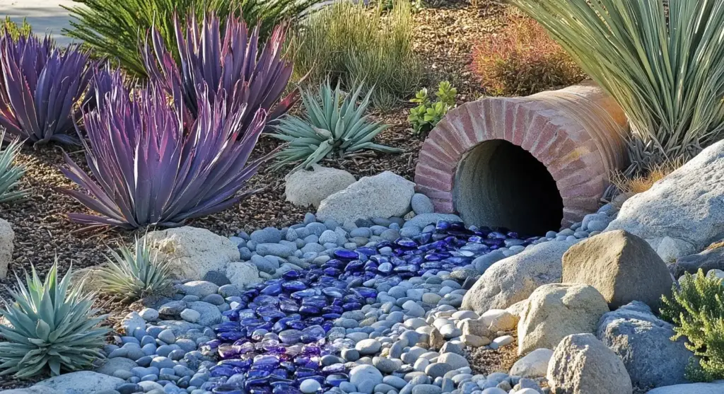 Beautiful Riverbed with White Rocks and Blue Pebbles