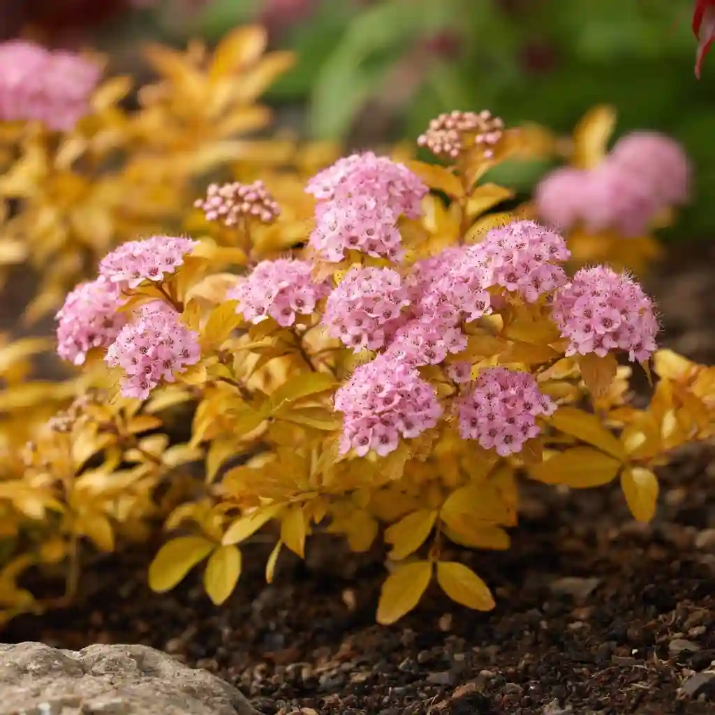 Dwarf Spirea (Spiraea japonica ‘Goldflame’ or ‘Little Princess’)