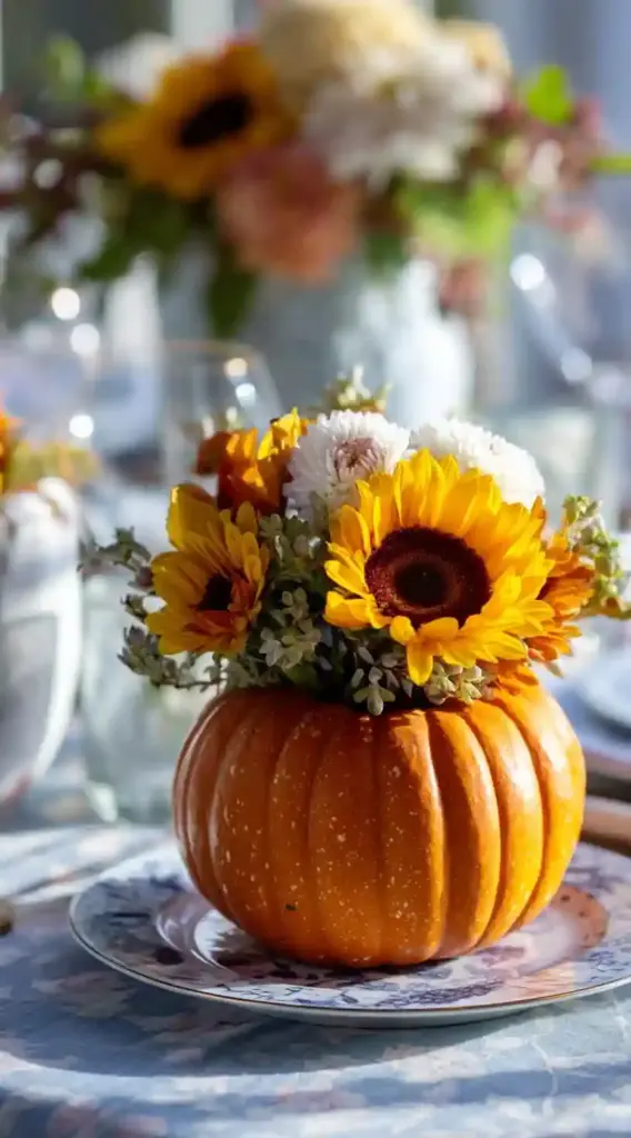 Pumpkins Decorating Ideas with Flowers
