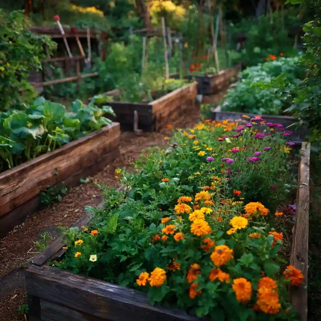 Vegetable Patch with Floral Flair