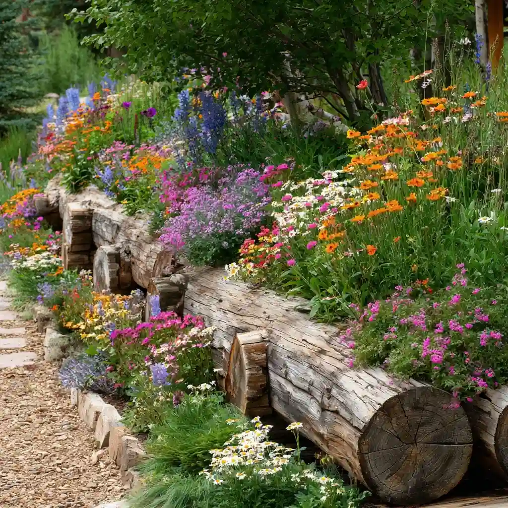 A Log Flower Bed