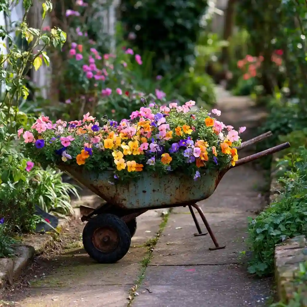 A Wheelbarrow Flower Bed