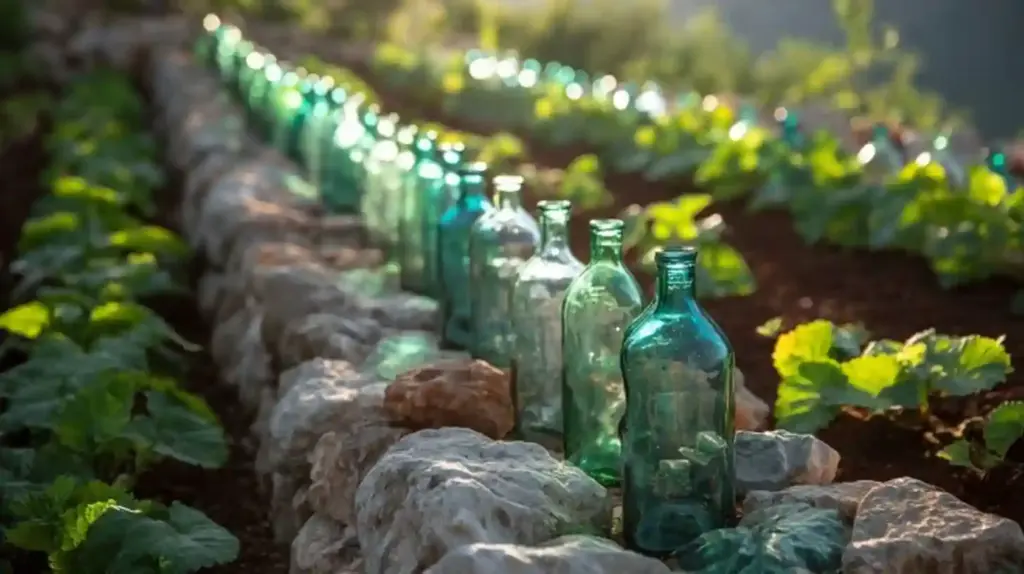 Glass Bottle Garden Edging Ideas
