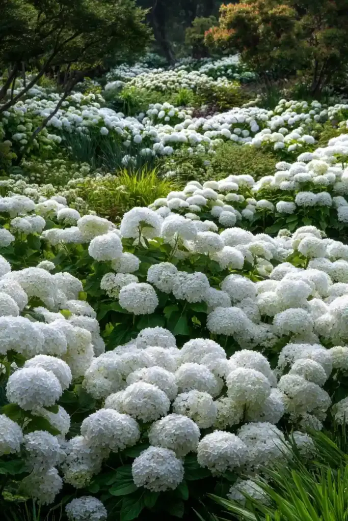 Monochromatic Hydrangea Garden