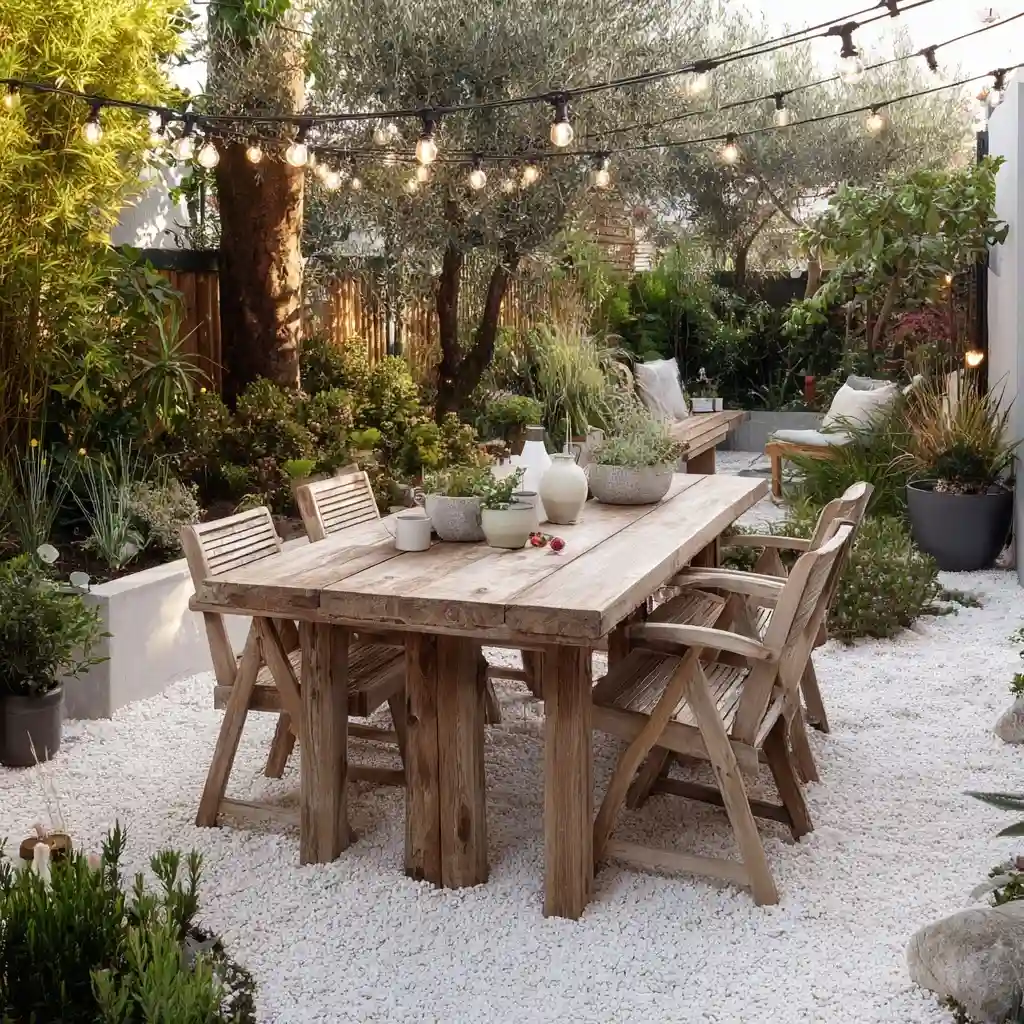White Stone Outdoor Dining Area