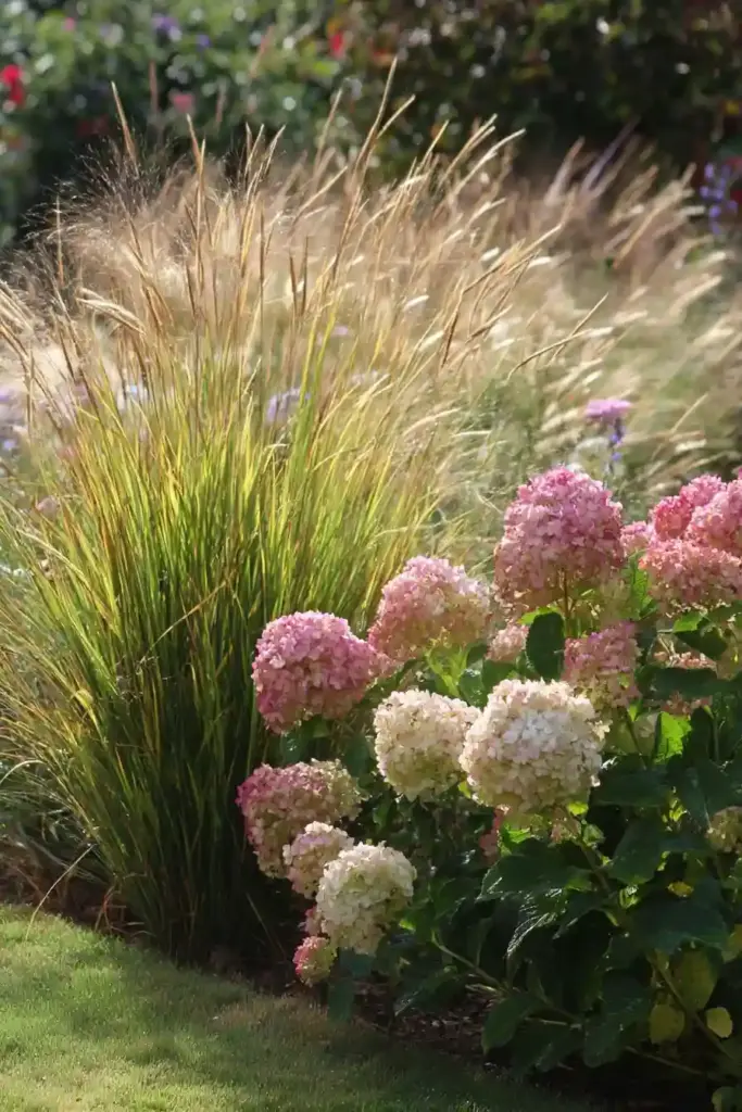 Hydrangeas with Ornamental Grasses