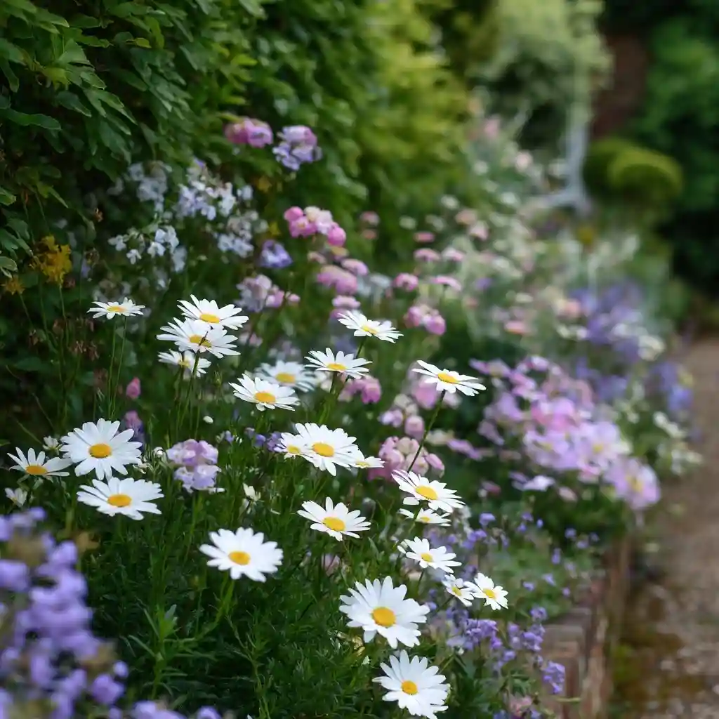 Tranquil White Flower Border Garden Layout