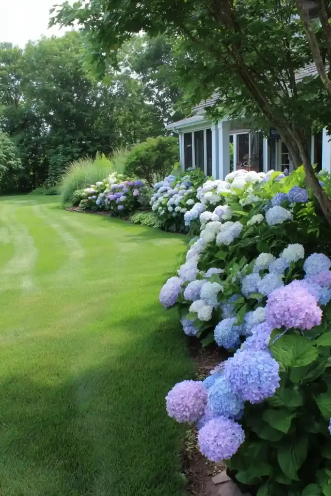  Hydrangea Island Bed in a Lawn