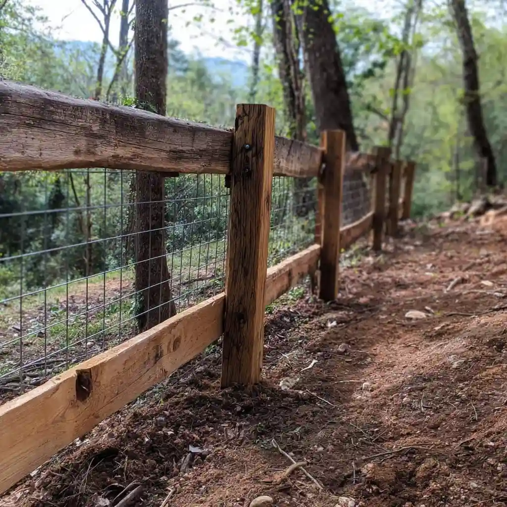 Split Rail Fence with Mesh