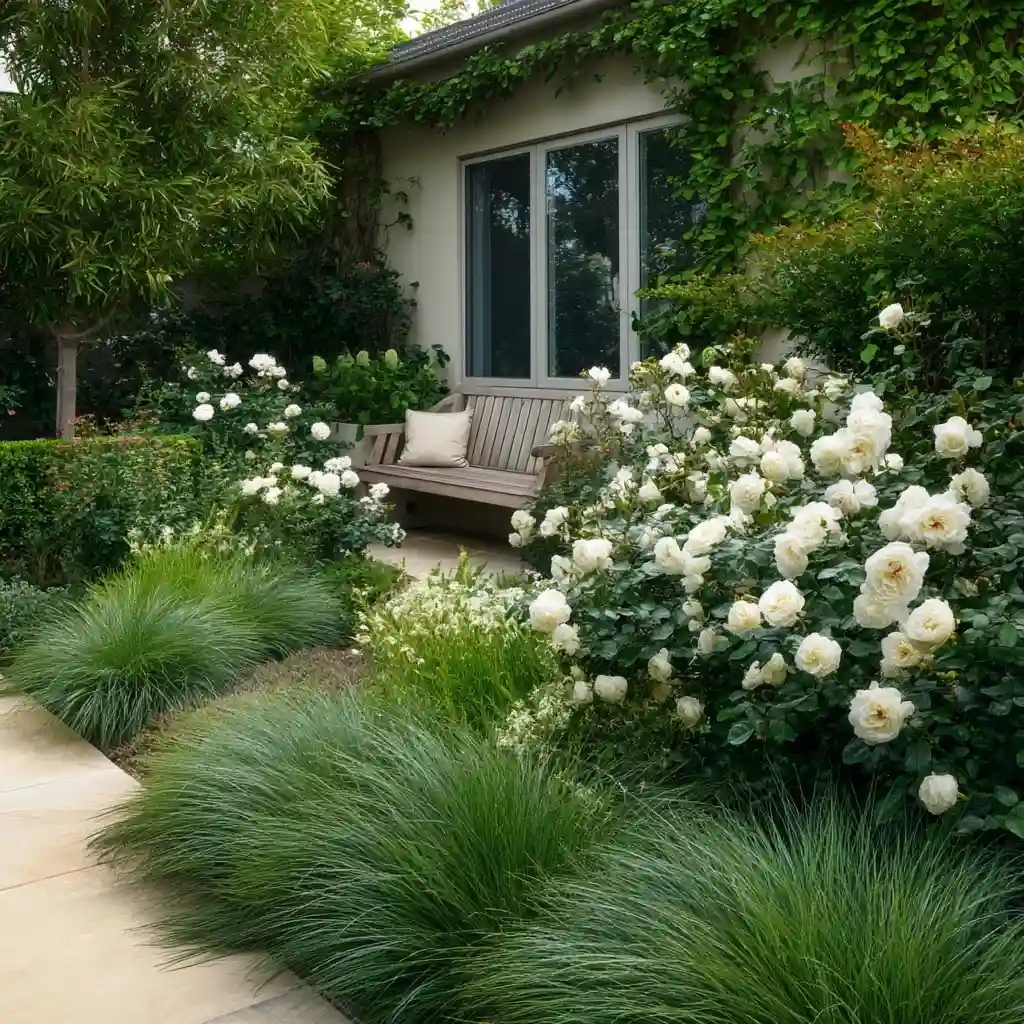 Serene White Rose and Greenery Garden