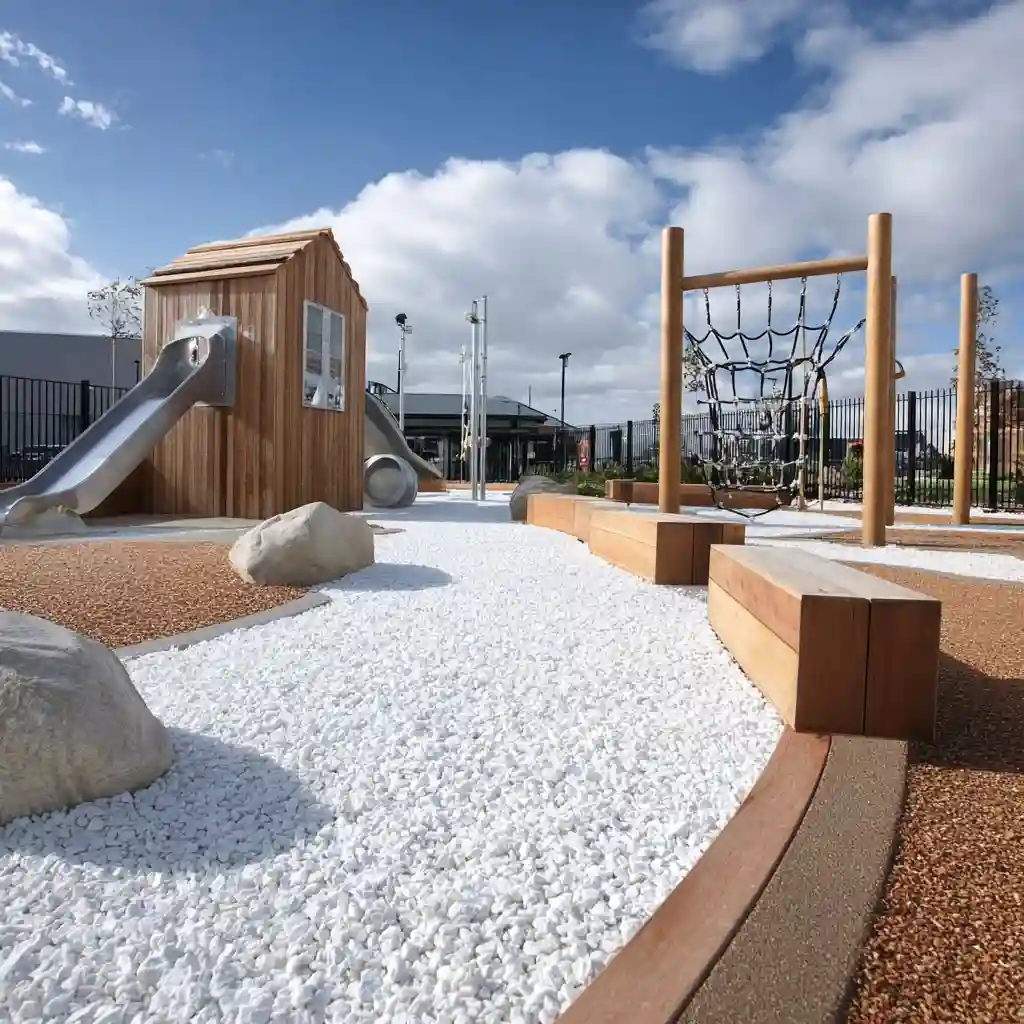 Playground Surface with White Stones