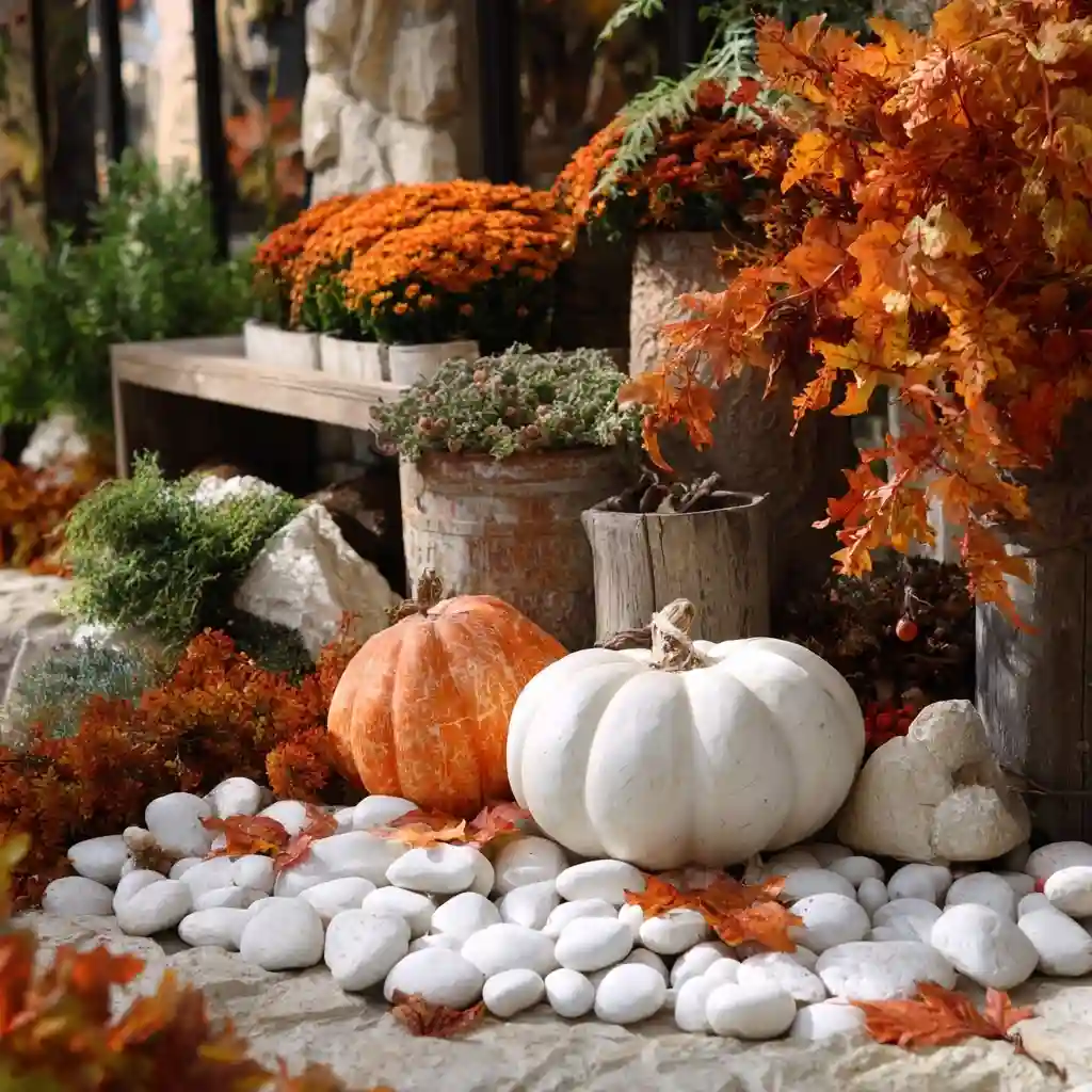 Autumn Accent with White Stones