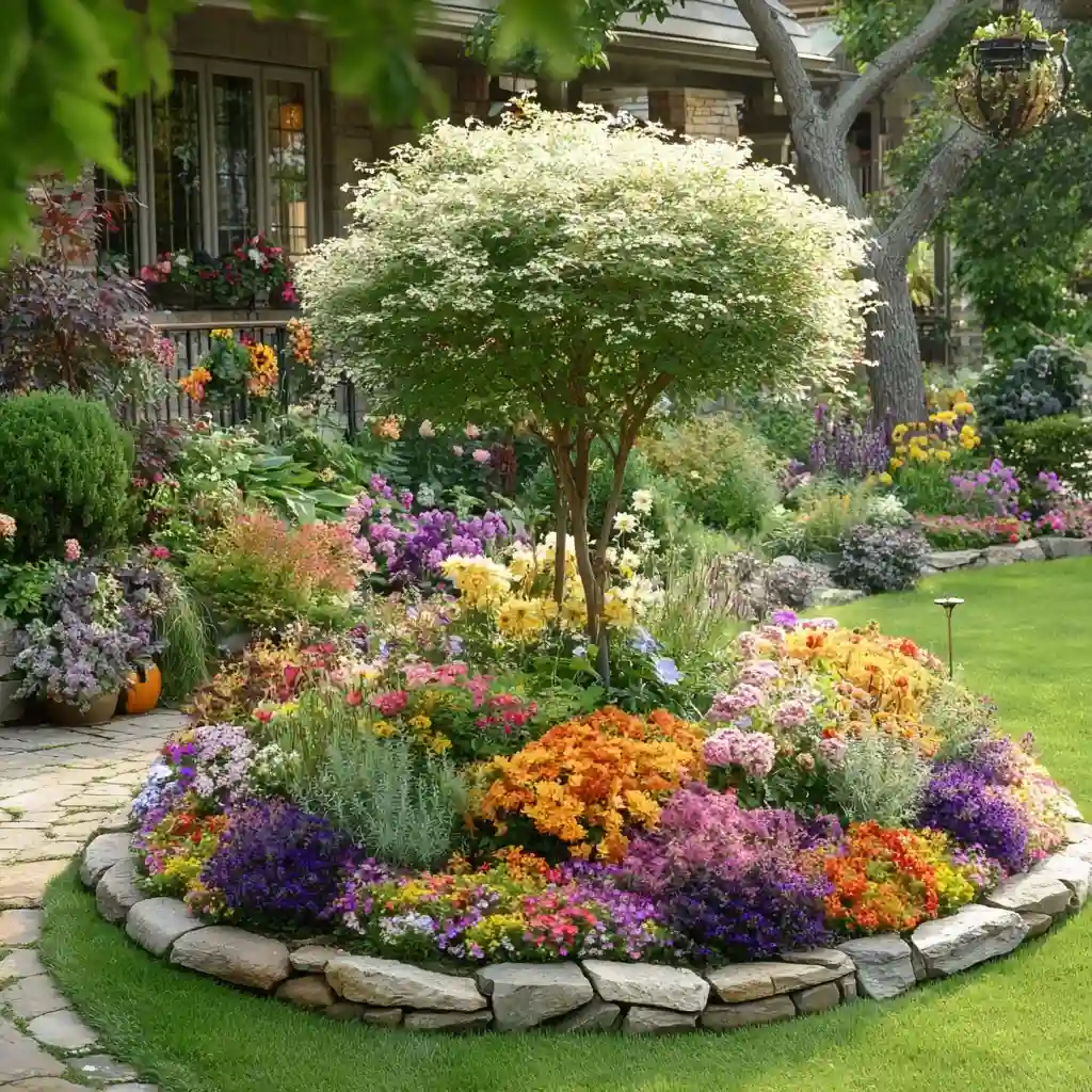 A Circular Flower Bed + Centerpiece