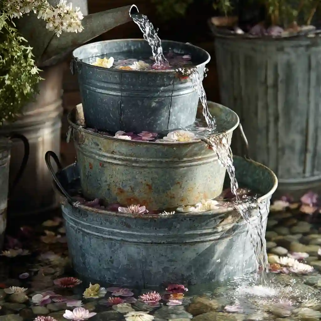 Galvanized Bucket Fountain