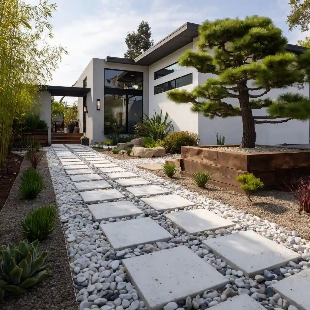 Geometric White Stone Walkways