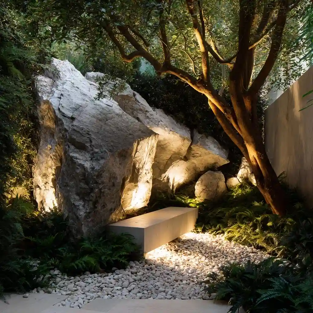 Illuminated Features with White Stones