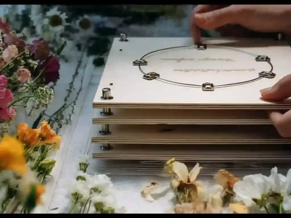 Drying Flowers Under a Press