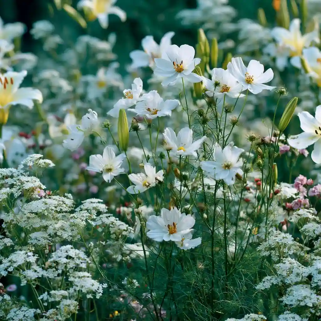 Serene White Floral Garden Oasis