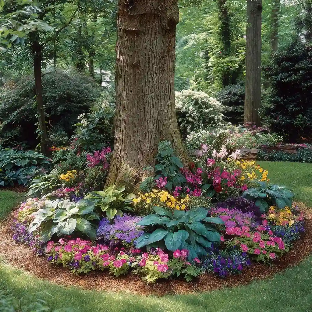 A Tree Base Flower Bed