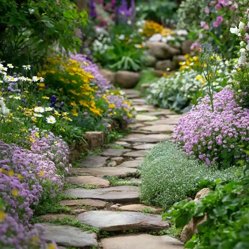 Stone Pathway with Bloom Borders