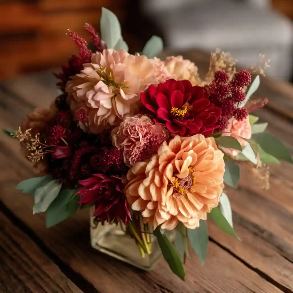 Autumnal Zinnia Display