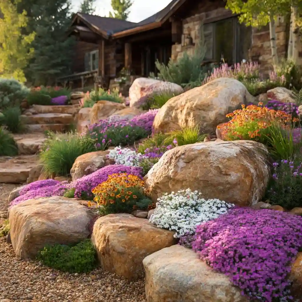 8. Rock Garden Flower Bed