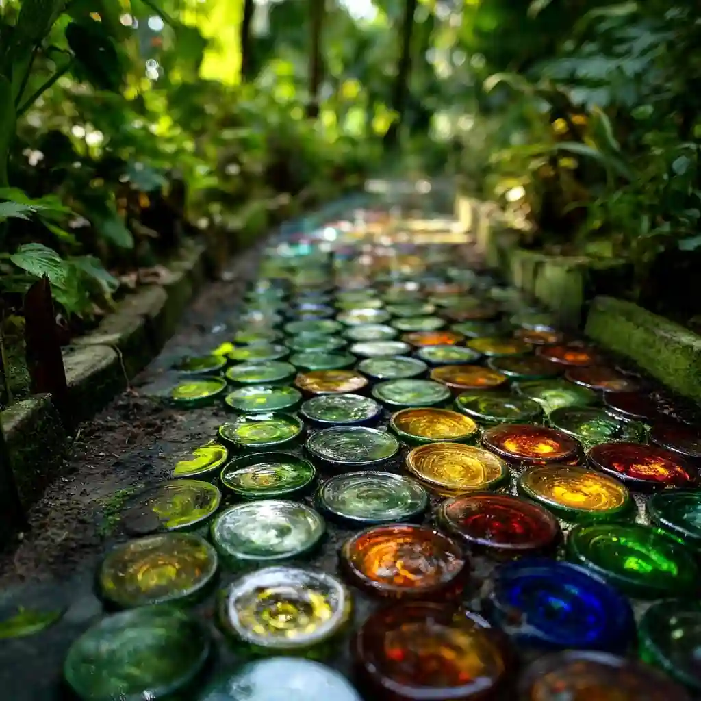 Garden Walkway with Glass Bottles
