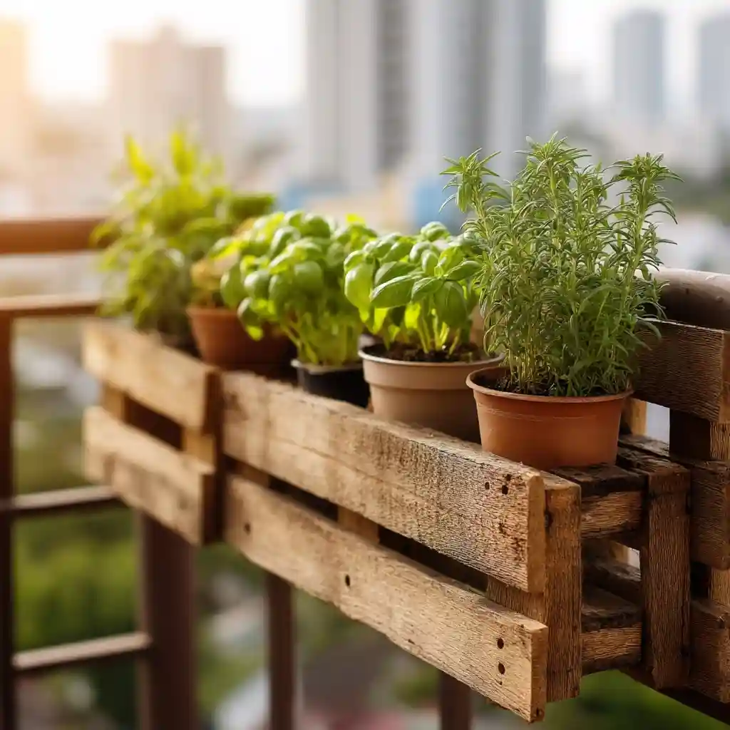 Vertical Herb Garden with Wooden Pallets