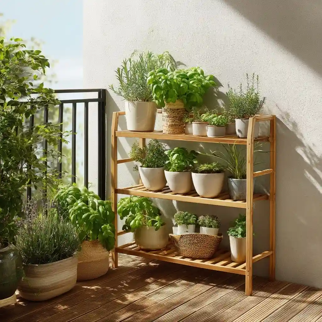 Bamboo Shelf Herb Display