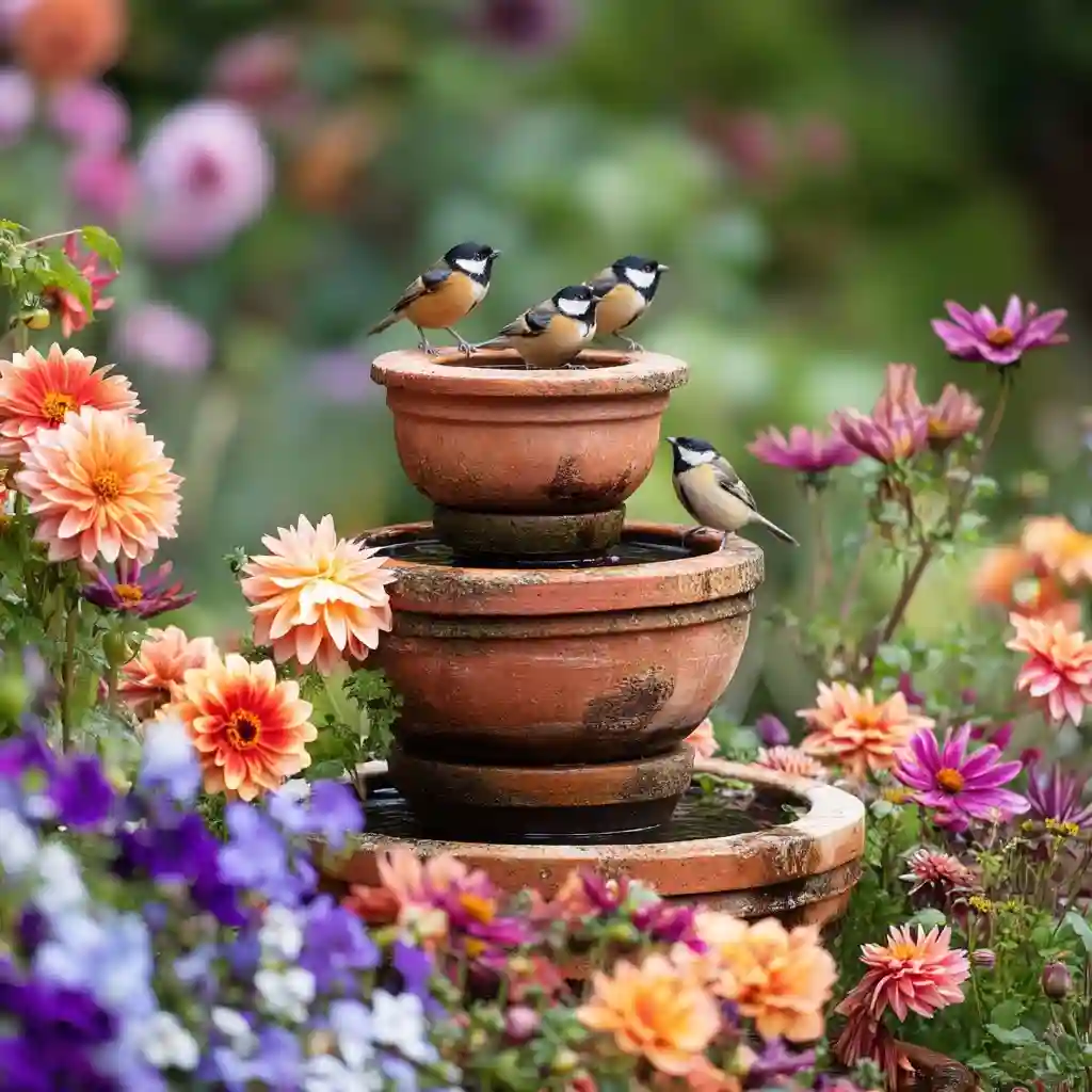 DIY Bird Bath from Flower Pots
