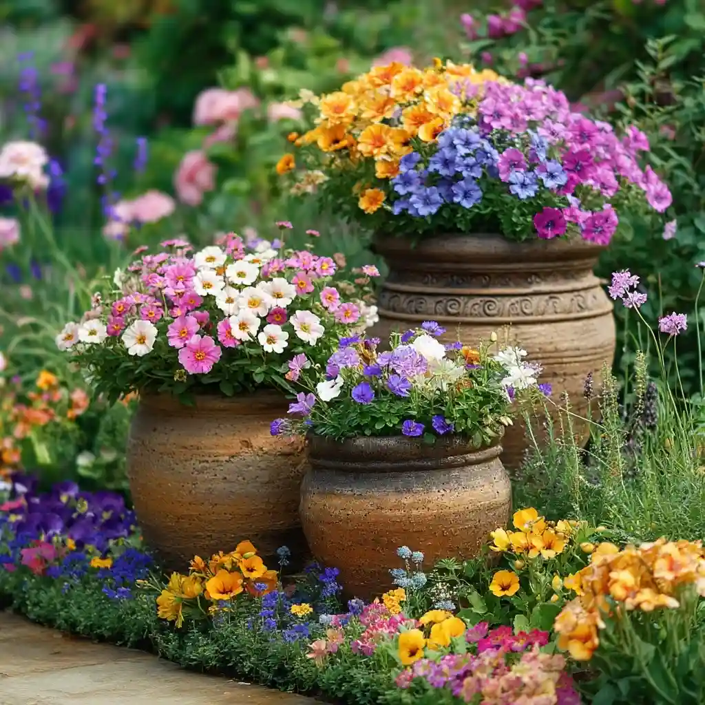 Add Containers to Flower Beds